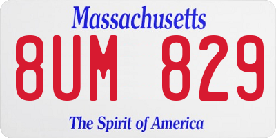 MA license plate 8UM829