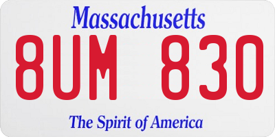 MA license plate 8UM830