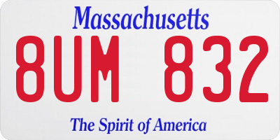 MA license plate 8UM832