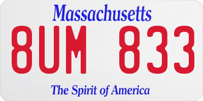 MA license plate 8UM833