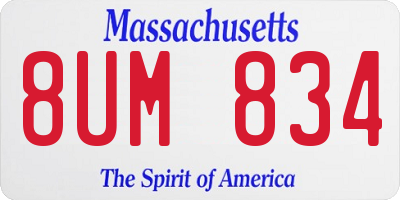 MA license plate 8UM834