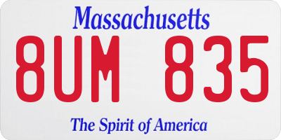 MA license plate 8UM835