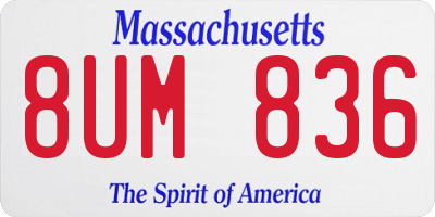 MA license plate 8UM836