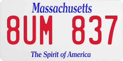 MA license plate 8UM837