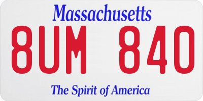 MA license plate 8UM840