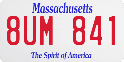 MA license plate 8UM841