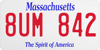 MA license plate 8UM842