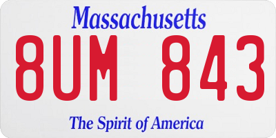 MA license plate 8UM843