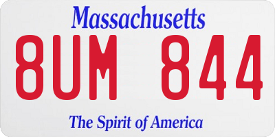 MA license plate 8UM844