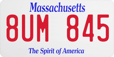 MA license plate 8UM845
