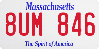 MA license plate 8UM846