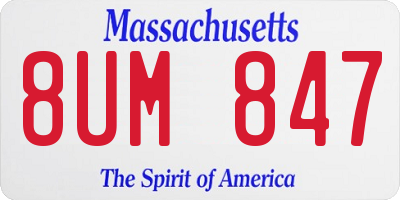 MA license plate 8UM847