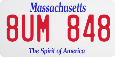 MA license plate 8UM848