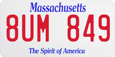 MA license plate 8UM849