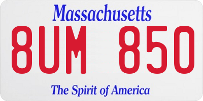 MA license plate 8UM850