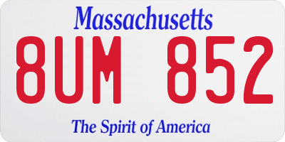 MA license plate 8UM852