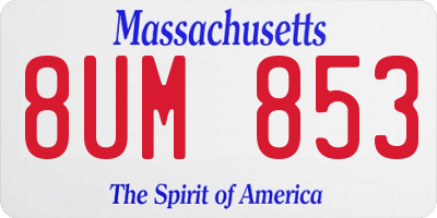 MA license plate 8UM853