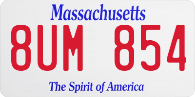 MA license plate 8UM854