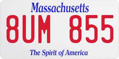 MA license plate 8UM855