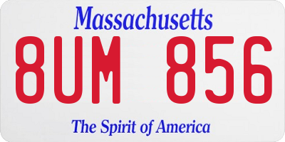 MA license plate 8UM856