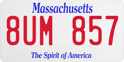 MA license plate 8UM857