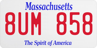 MA license plate 8UM858