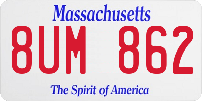 MA license plate 8UM862