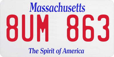 MA license plate 8UM863
