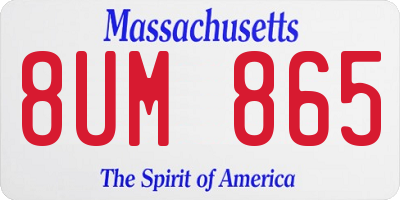 MA license plate 8UM865