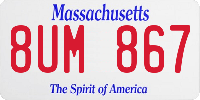 MA license plate 8UM867