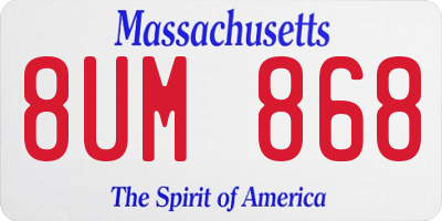 MA license plate 8UM868