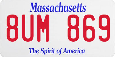 MA license plate 8UM869