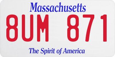 MA license plate 8UM871