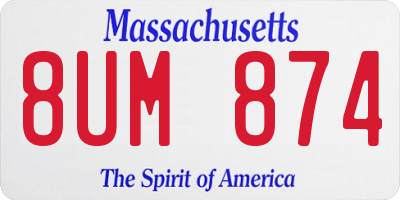 MA license plate 8UM874
