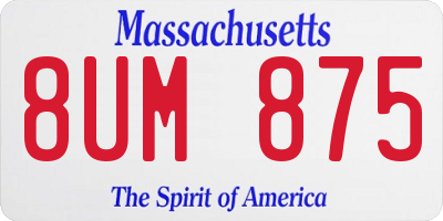 MA license plate 8UM875