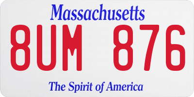 MA license plate 8UM876