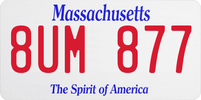 MA license plate 8UM877