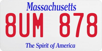 MA license plate 8UM878