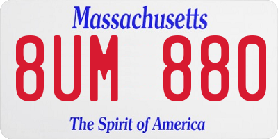 MA license plate 8UM880