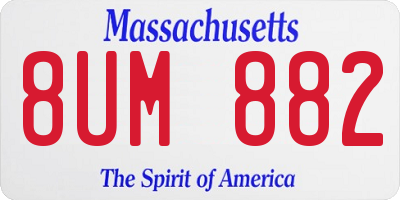 MA license plate 8UM882
