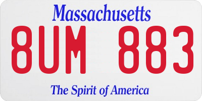 MA license plate 8UM883