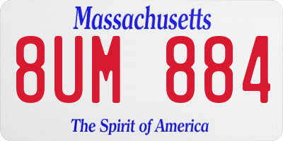 MA license plate 8UM884