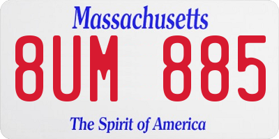 MA license plate 8UM885