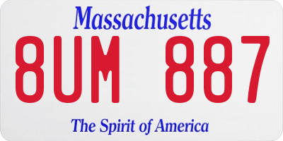 MA license plate 8UM887