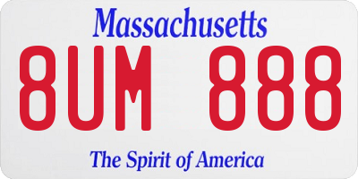 MA license plate 8UM888