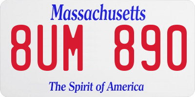MA license plate 8UM890
