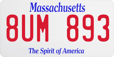 MA license plate 8UM893