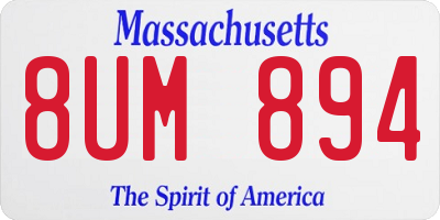 MA license plate 8UM894