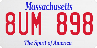 MA license plate 8UM898