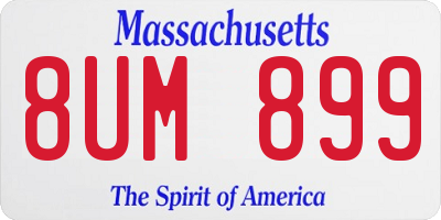 MA license plate 8UM899